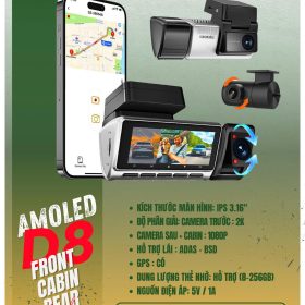 CAM HÀNH TRÌNH AMOLED D8 3 MẮT