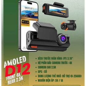 CAM HÀNH TRÌNH AMOLED D12 4K